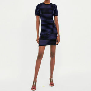 Zara Knit A-line dress with round neckline, short